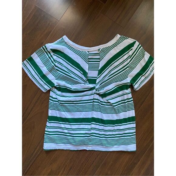 B.P. XS green and white short sleeve twist back tee shirt with open back - Picture 4 of 4